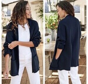 Frank & Eileen Dublin Sweatshirt Blazer in British Royal Navy Size Small